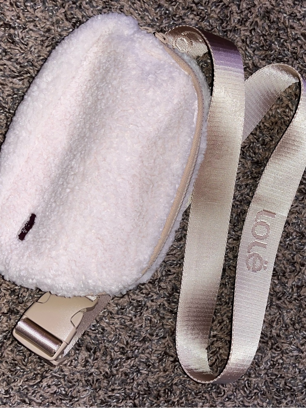 Lole Cream Sherpa Sling Bag with Branded Strap